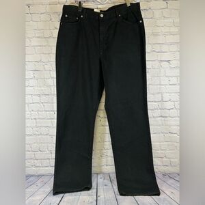NWT Kate Hill Black Cotton Classic Minimalist Moto Rocker Straight Jeans Size 16